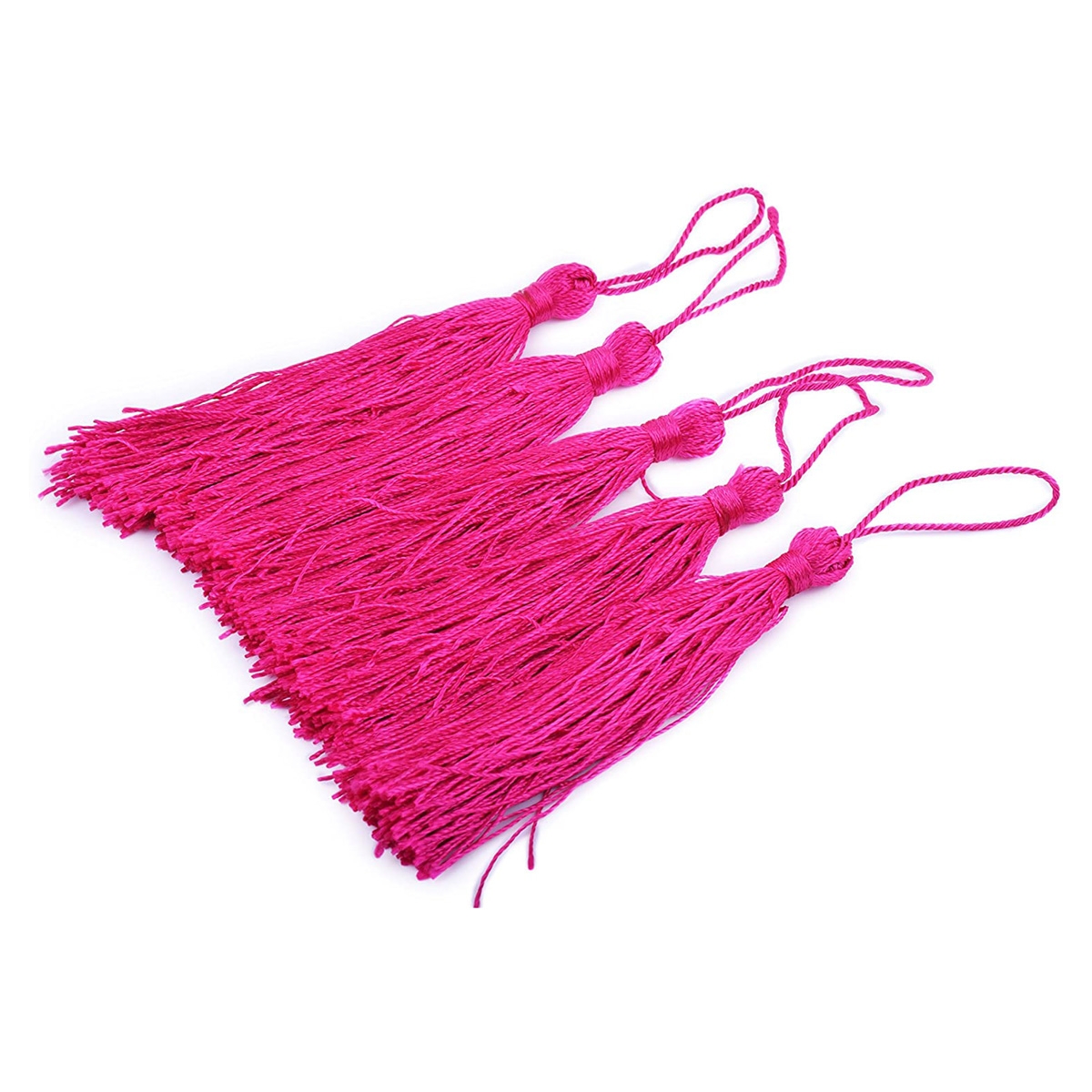 Handmade Tiny(3.5') Soft Craft Mini Tassels with Loops for Bookmarks Jewelry Making(rose)
